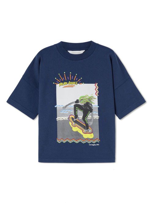 Photograph-print cotton T-shirt - Blue