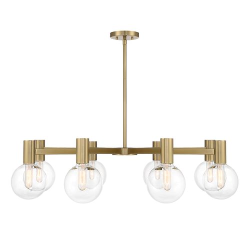 Warm Brass Eight Light Chandelier from the Wright Collection