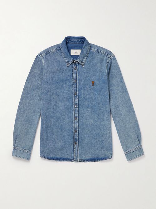 Men - Button-Down Collar Logo-Embroidered Denim Shirt