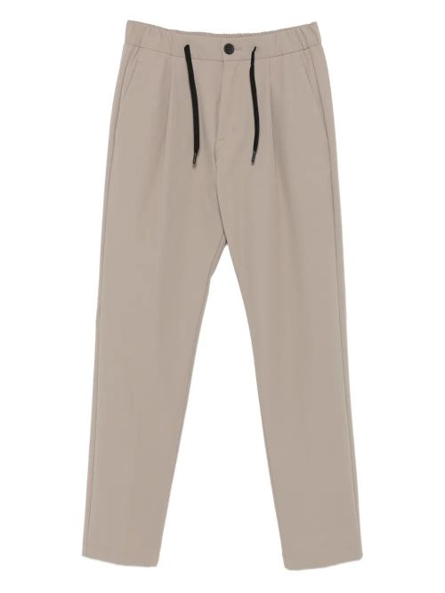 Pleated Drawstring Trousers — Beige