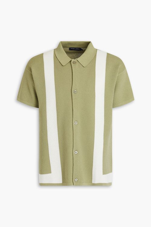Barretos striped pointelle-knit cotton shirt - Green - L