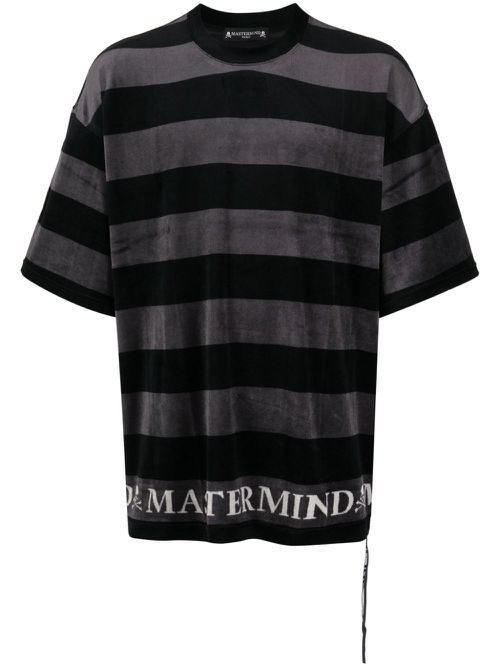 Logo-print towelling-finish T-shirt - Black