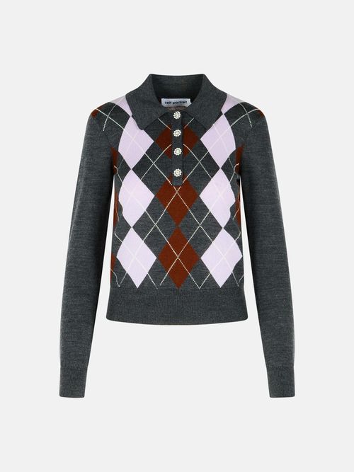 'Argyle' Grey Wool Sweater