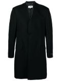 Collarless wool coat - Black