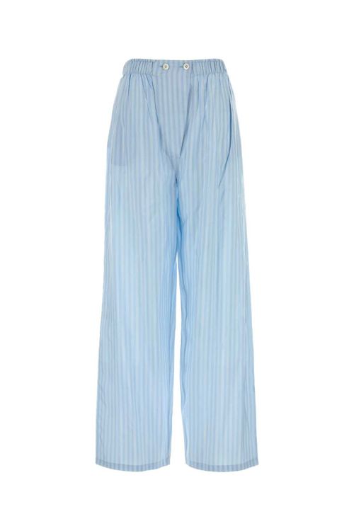 Embroidered Silk Pyjama Trousers — Blue
