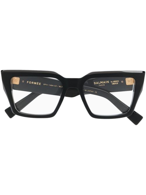 Oversize-frame logo-plaque glasses - Black