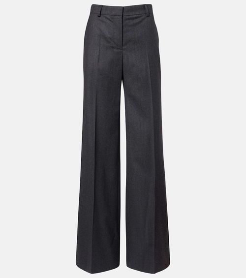 Wool flannel wide-leg pants