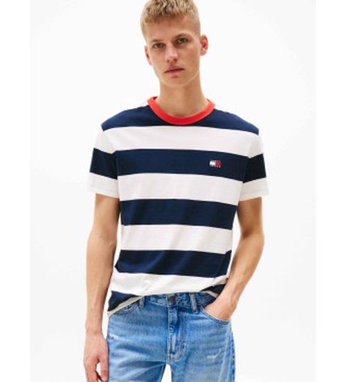 Tommy Jeans for man. DM0DM20766 Reg bold short sleeve t-shirt navy, white (M), Blue, Casual, Organic Cotton, Sustainable