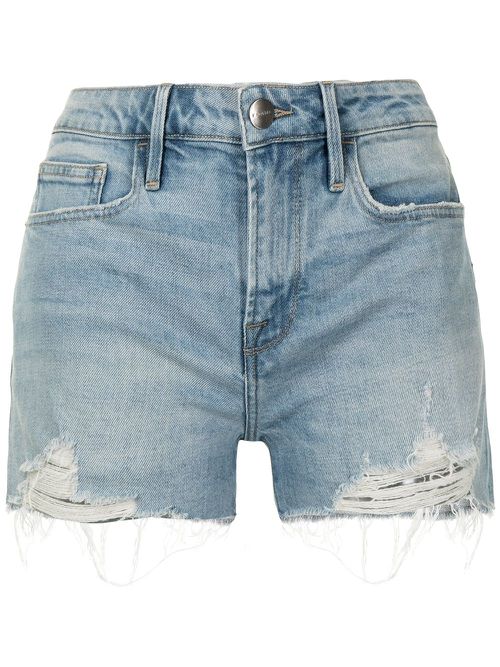 Distressed denim shorts - Blue