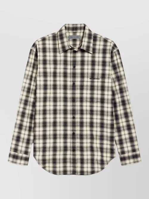 Balenciaga - regular fit cotton flannel check shirt