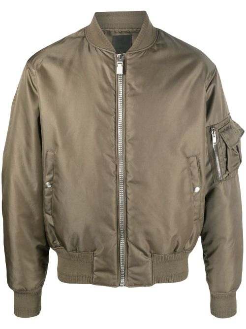 Satin zip-up bomber jacket - Green