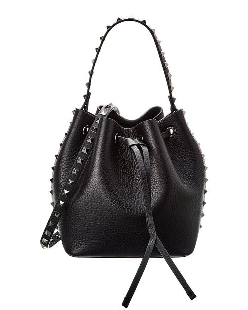 Rockstud Grainy Leather Bucket Bag