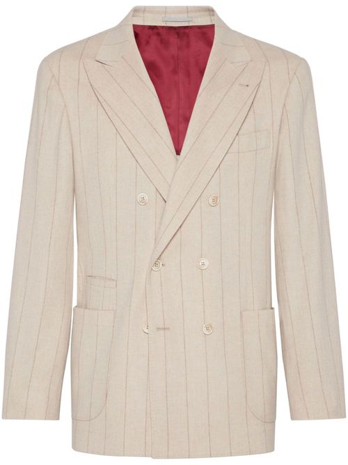 Double-breasted striped blazer - Neutrals