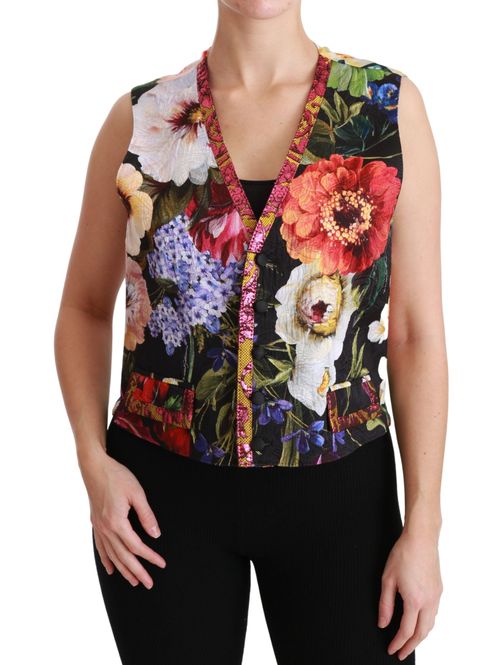 Floral Brocade Vest — Multicolor