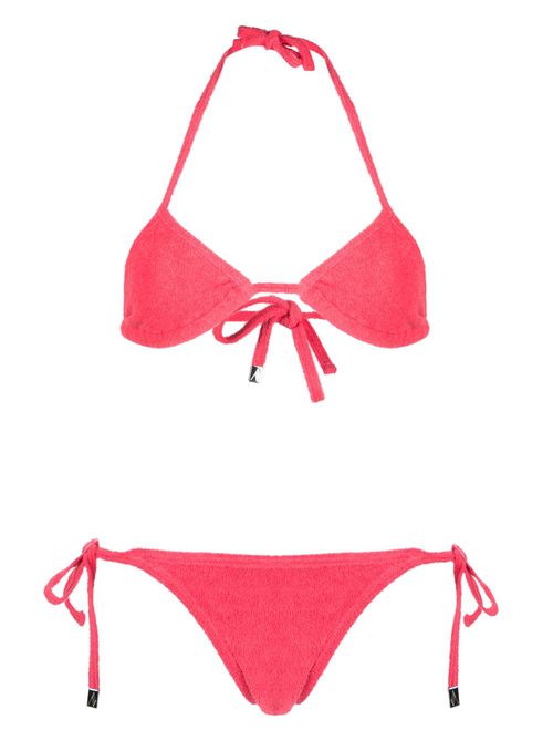 Terry-cloth triangle bikini set - Red