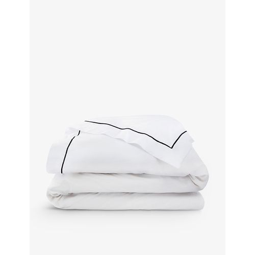 White/vy Savoy Cord-trimmed Egyptian-cotton Single Duvet Cover 140cm X 200cm Double