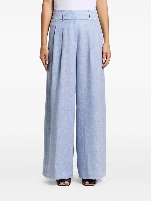 Pleated Palazzo Trousers — Light Blue