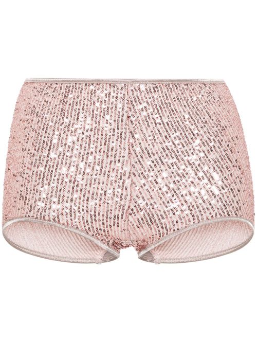 X Lia Aram sequin-embellished shorts - Gold