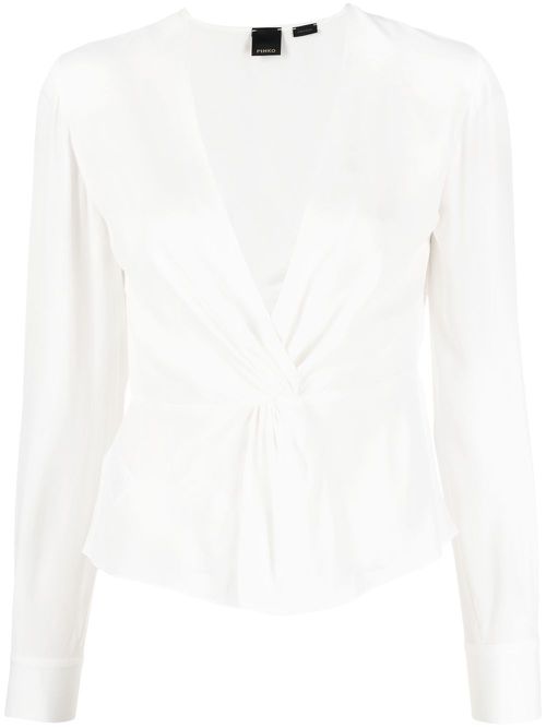 Twisted V-neck blouse - White