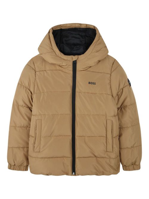 Logo-print puffer jacket - Neutrals