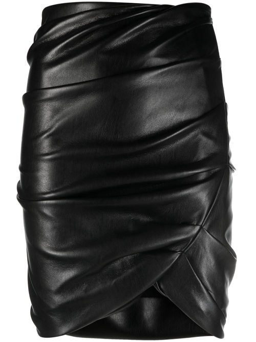 Draped faux-leather miniskirt - Black