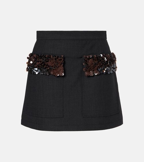 Sequined wool-blend miniskirt