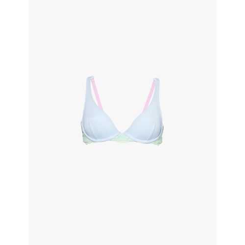 Womens Pale Blue Joey Lace-trim Recycled-nylon bra 34C