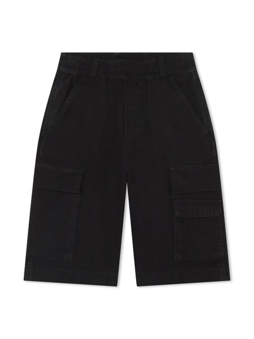 Ripstop cotton Bermuda cargo shorts - Black