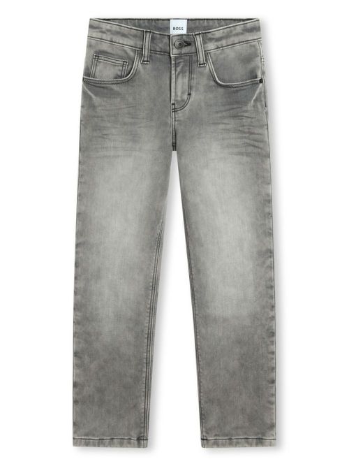 Logo-embossed straight-leg jeans - Grey