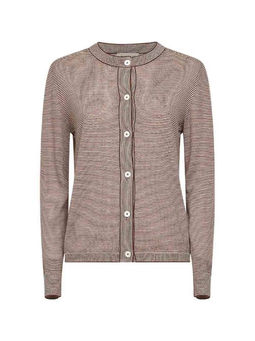 Striped Virgin Wool Cardigan — Brown