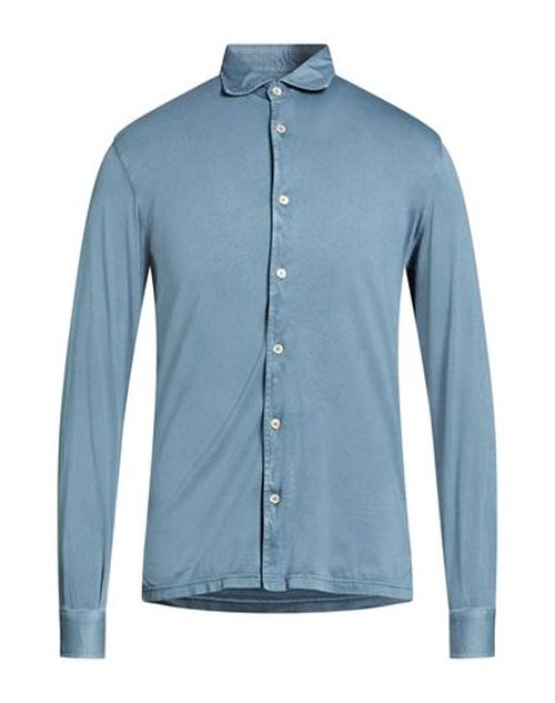 Man Shirt Slate blue Size 46 Organic cotton