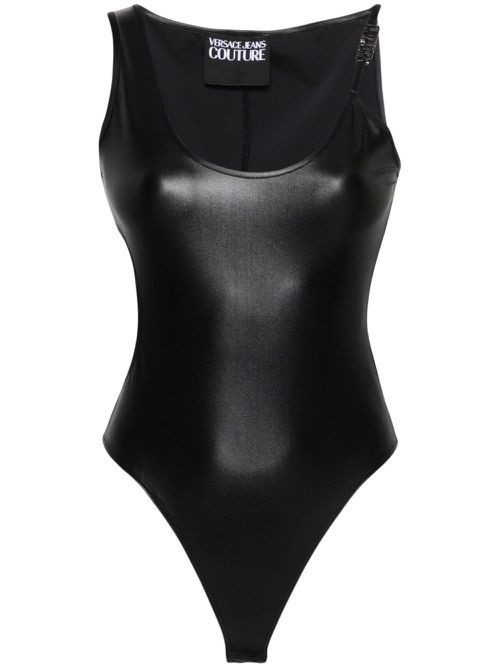 Logo-lettering bodysuit - Black