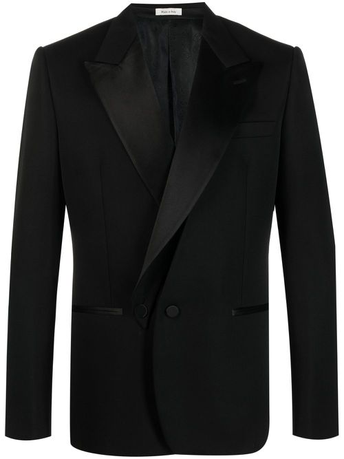 Double-breasted silk blazer - Black