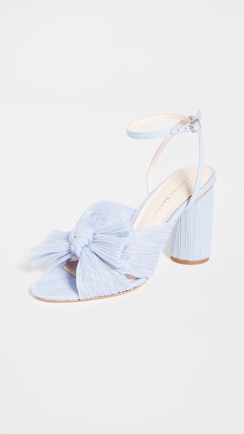 Camellia Pleated Bow Heel with Ankle Strap