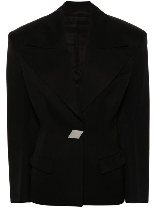 Single-breasted maxi-shoulders blazer - Black