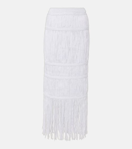 Yarra fringed cotton midi skirt