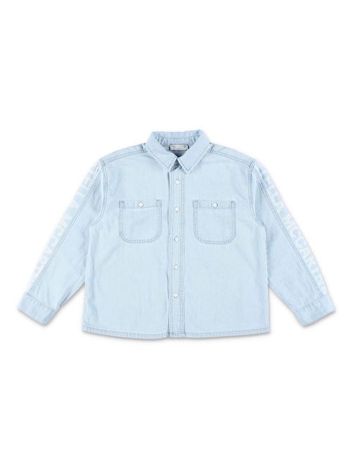 Logo-print denim shirt - Blue