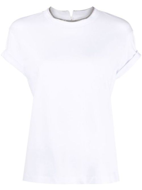 Chain-trim round-neck T-shirt