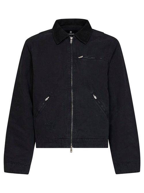 Cotton Denim Bomber Jacket — Black