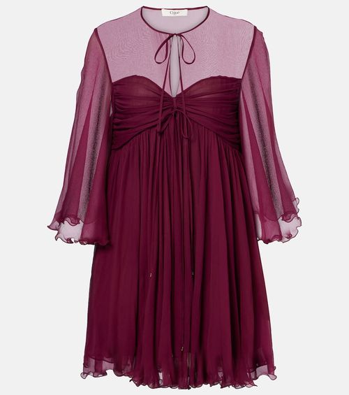 Chloé Sheer ruched silk minidress