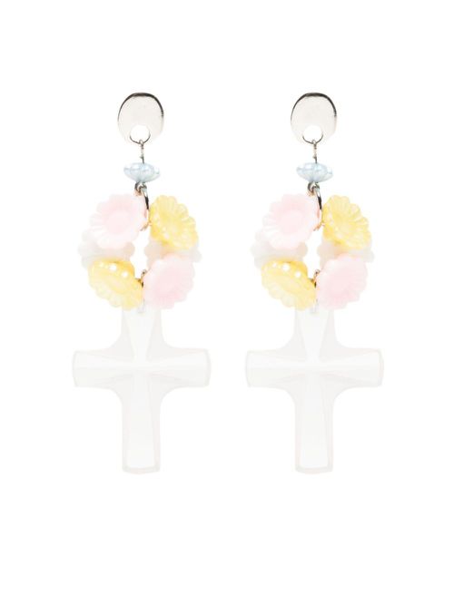 Cross-pendant earring - Multicolour