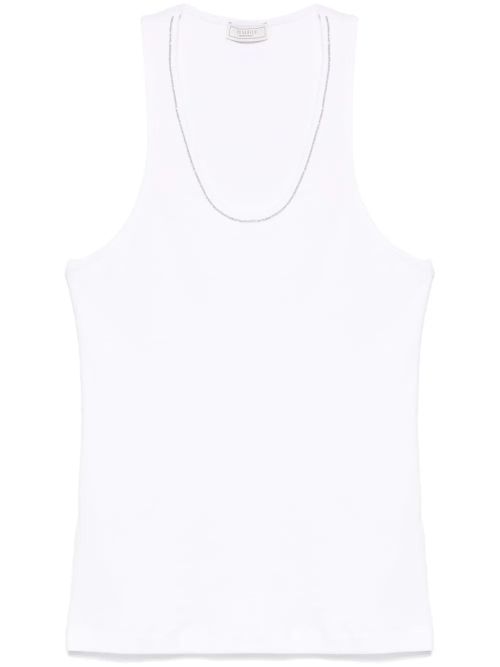 Beaded Trim-Detail Tank Top — White