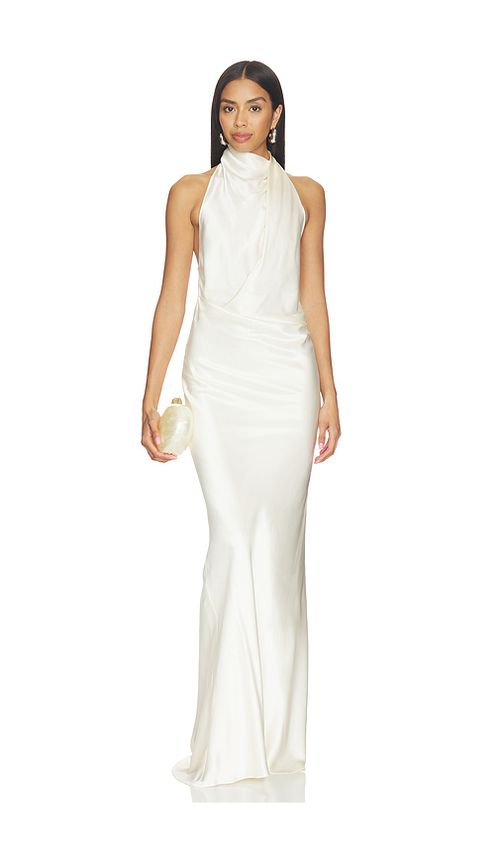 The Sei Halter Drape Gown in Cream. - 4 also
