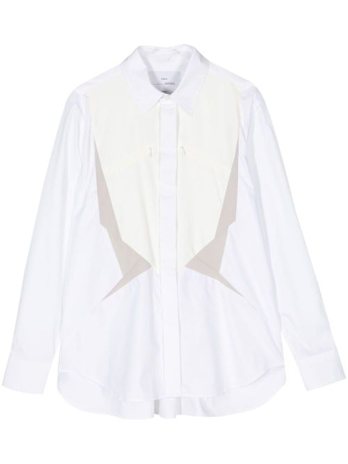 Long-sleeve cotton-blend shirt - White