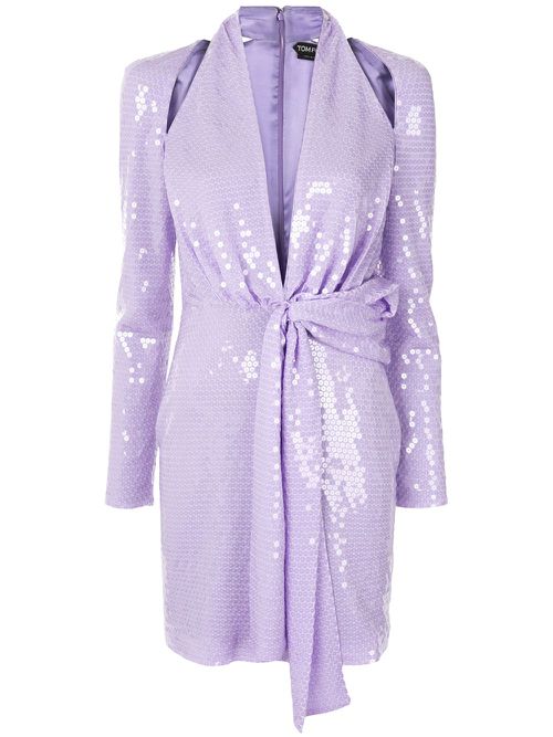 Sequin tie waist dress - Purple