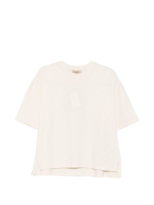 Beige Solid Crew Neck T-Shirt