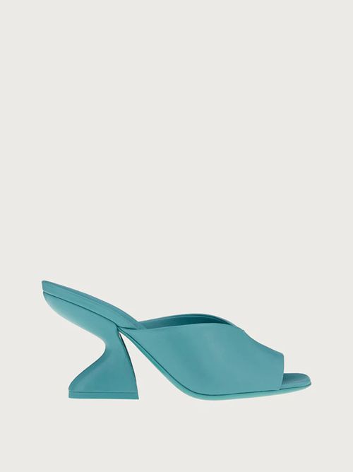 F-heel leather sandals - Blue