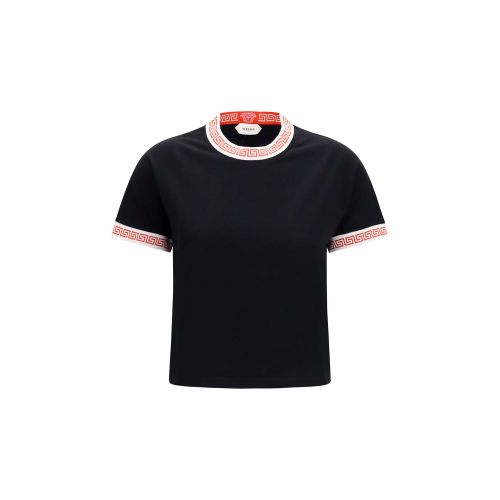 Greca-Trimmed T-Shirt — Black