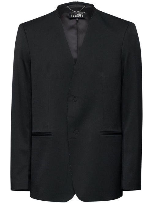 Single-breasted twill blazer - Black