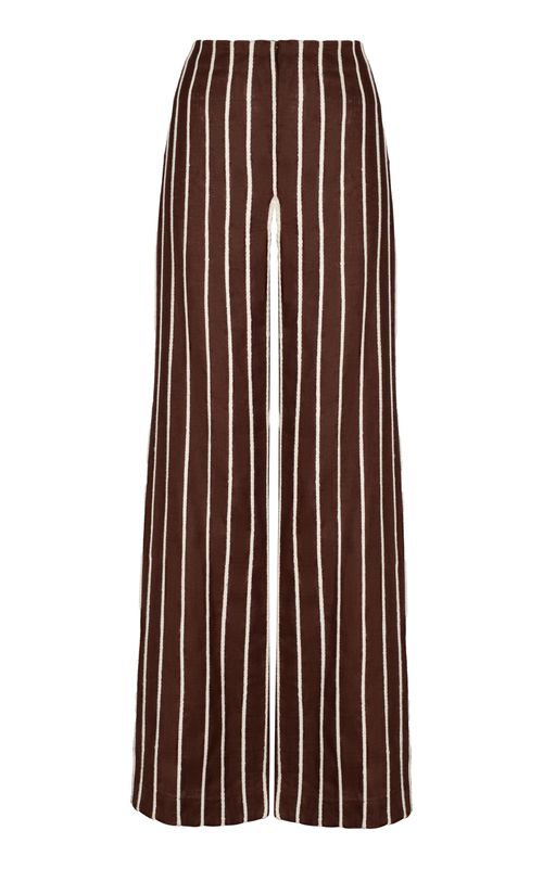 Tuyo Embroidered Striped Wide-Leg Pants